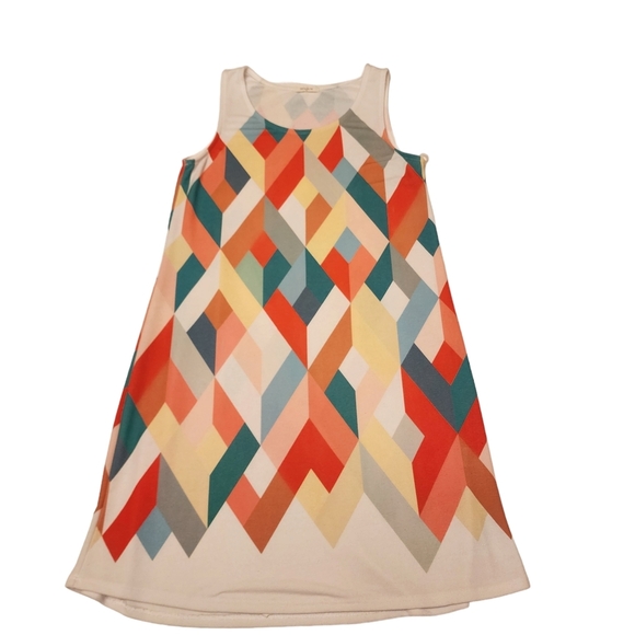 Retro 60s Style Colorful Geo Sleeveless Knit Sweater Dress Size S - Picture 5 of 9